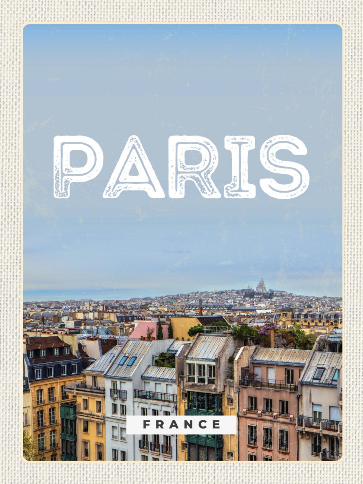 Schild Paris France Frankreich Stadt Ansicht 12x18 20x30 30x40 Blech od. Holz