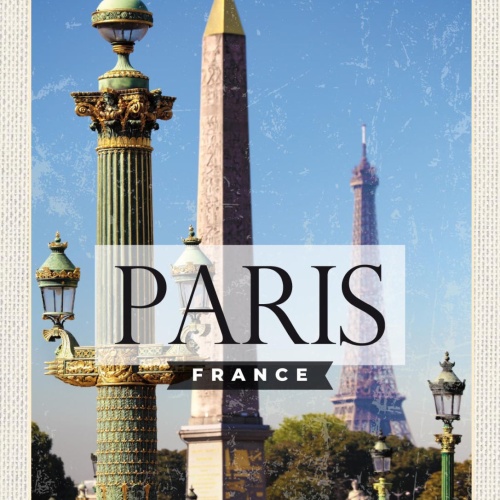 Schild Paris France Frankreich Eiffelturm Stadt 12x18 20x30 30x40 Blech od. Holz