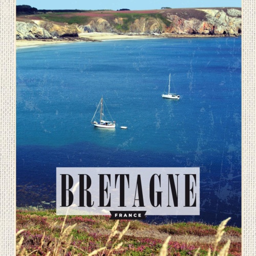 Schild Bretagne France Frankreich Küste Meet 12x18 20x30 30x40 Blech od. Holz