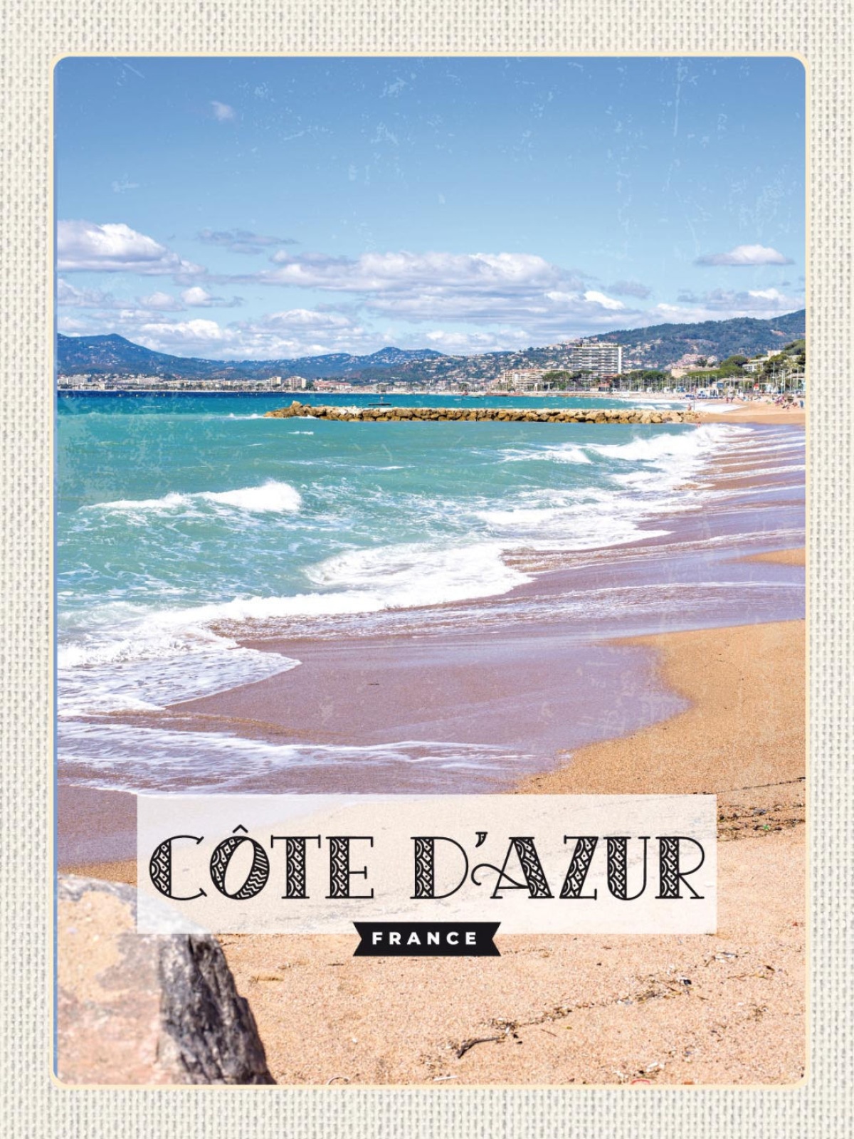 Schild Côte d’Azur France Frankreich Strand Meer 12x18 20x0 30x40 Blech od. Holz
