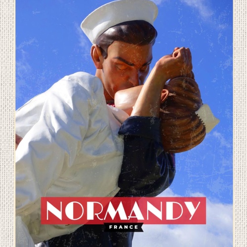 Schild Normandy France Normandie Frankreich Statue 12x18 20x30 30x40 Blech/Holz