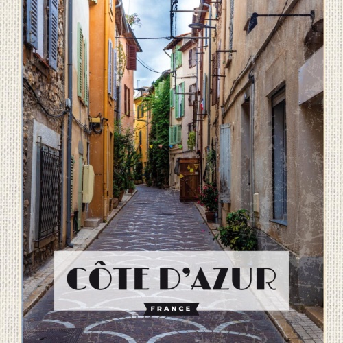 Schild Côte d’Azur France Frankreich Stadt Gasse 12x18 20x0 30x40 Blech od. Holz