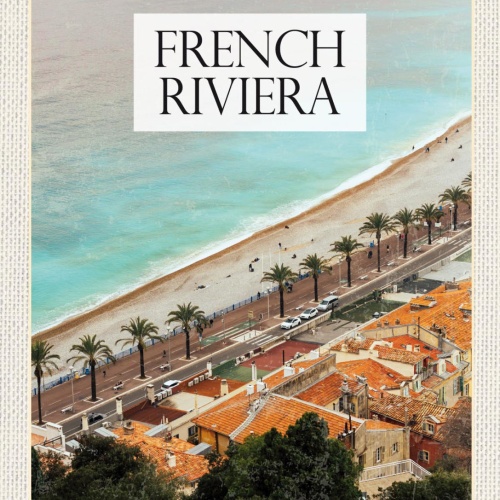 Schild French Rivera Côte d’Azur Frankreich Strand 12x18 20x30 30x40 Blech/Holz