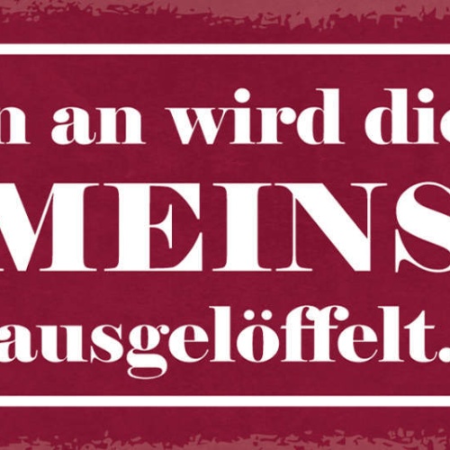 Schild Von Nun An Wird Die Suppe Gemeinsam Ausgelöffelt Ehe 27x10 Blech od.Holz