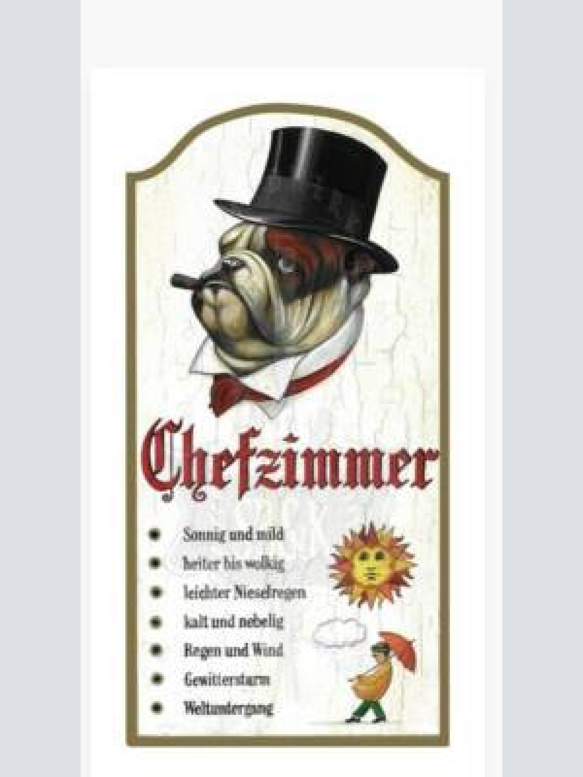 Nostalgie holzschild schild bulldogge chef zimmer