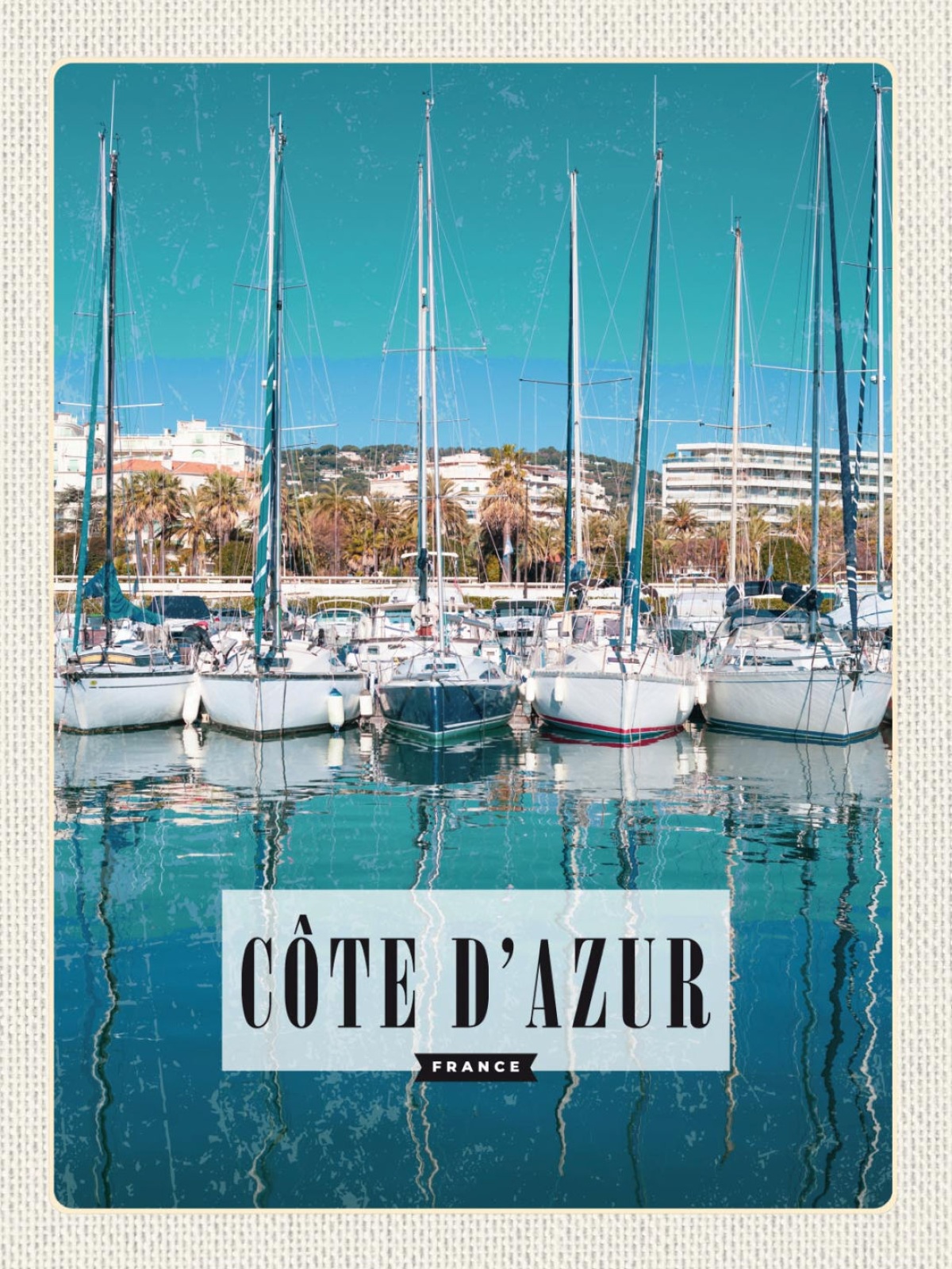 Schild Côte d’Azur France Frankreich Hafen Schiffe 12x18 20x0 30x40 Blech/Holz