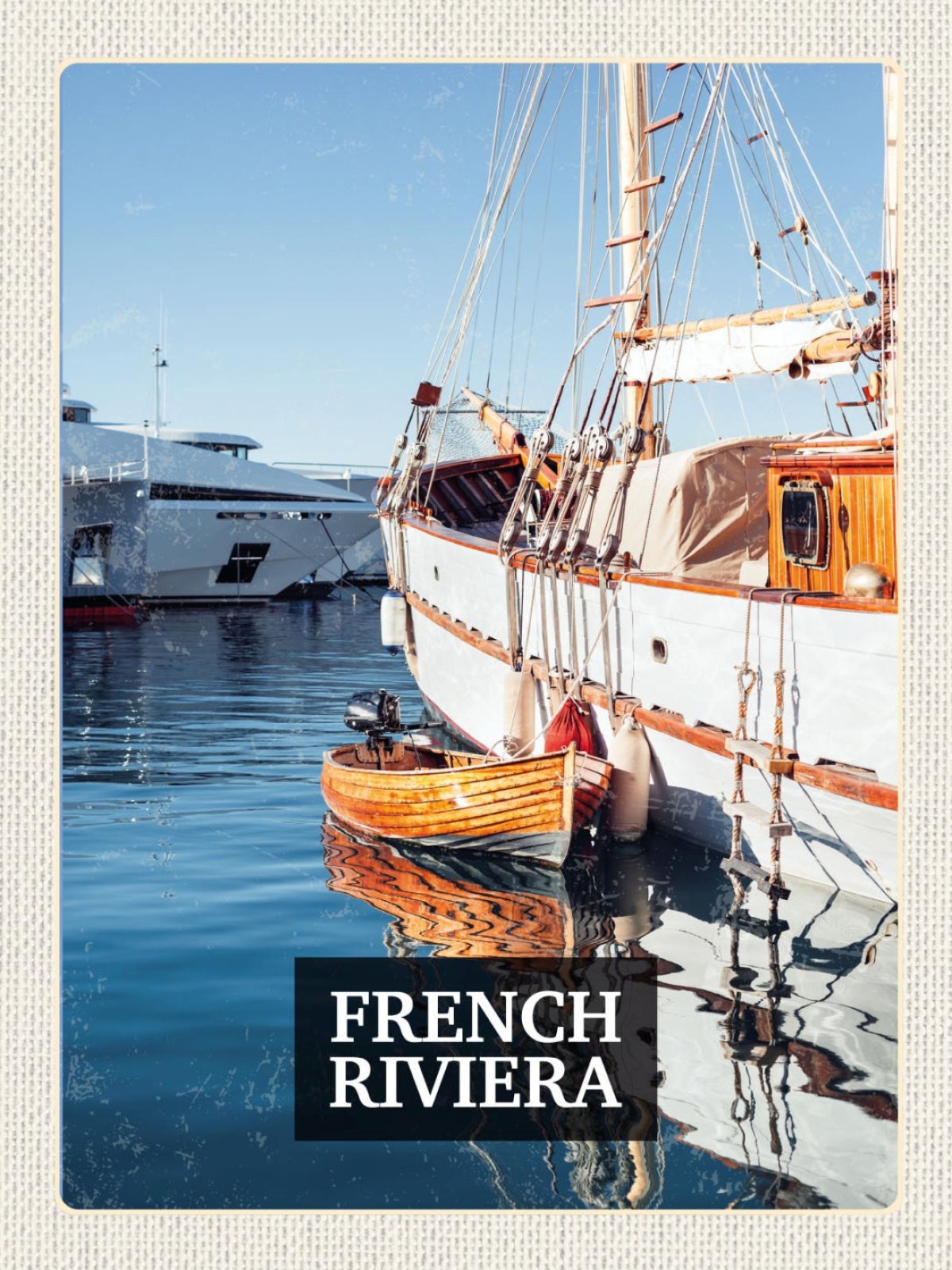 Schild French Rivera Côte d’Azur Frankreich Schiff 12x18 20x30 30x40 Blech/Holz
