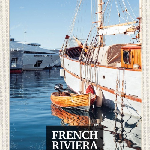 Schild French Rivera Côte d’Azur Frankreich Schiff 12x18 20x30 30x40 Blech/Holz