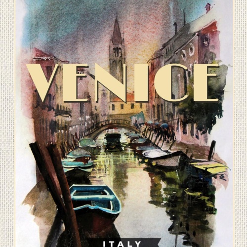 Schild Venice Italy Venedig Italien Gondel Stadt 12x18 20x30 30x40 Blech/Holz