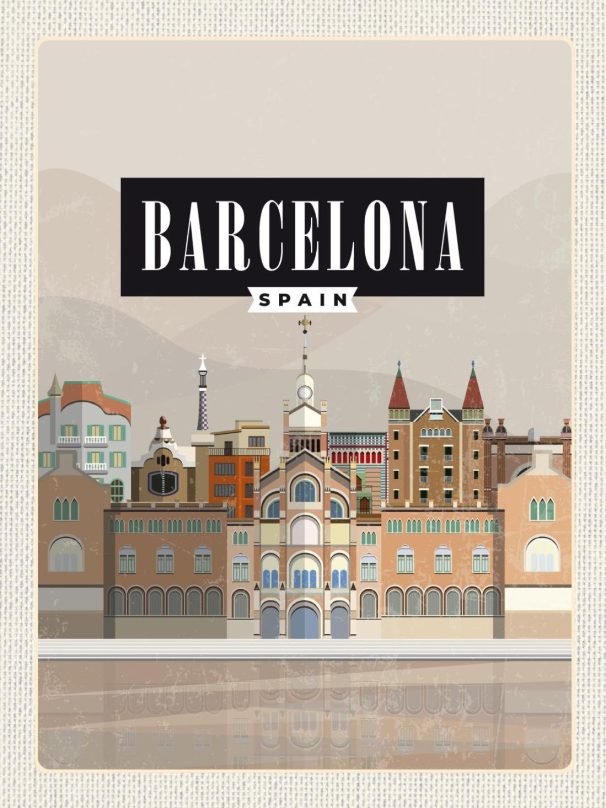 Schild Barcelona Spain Spanien Stadt Illustration 12x18 20x30 30x40 Blech/Holz