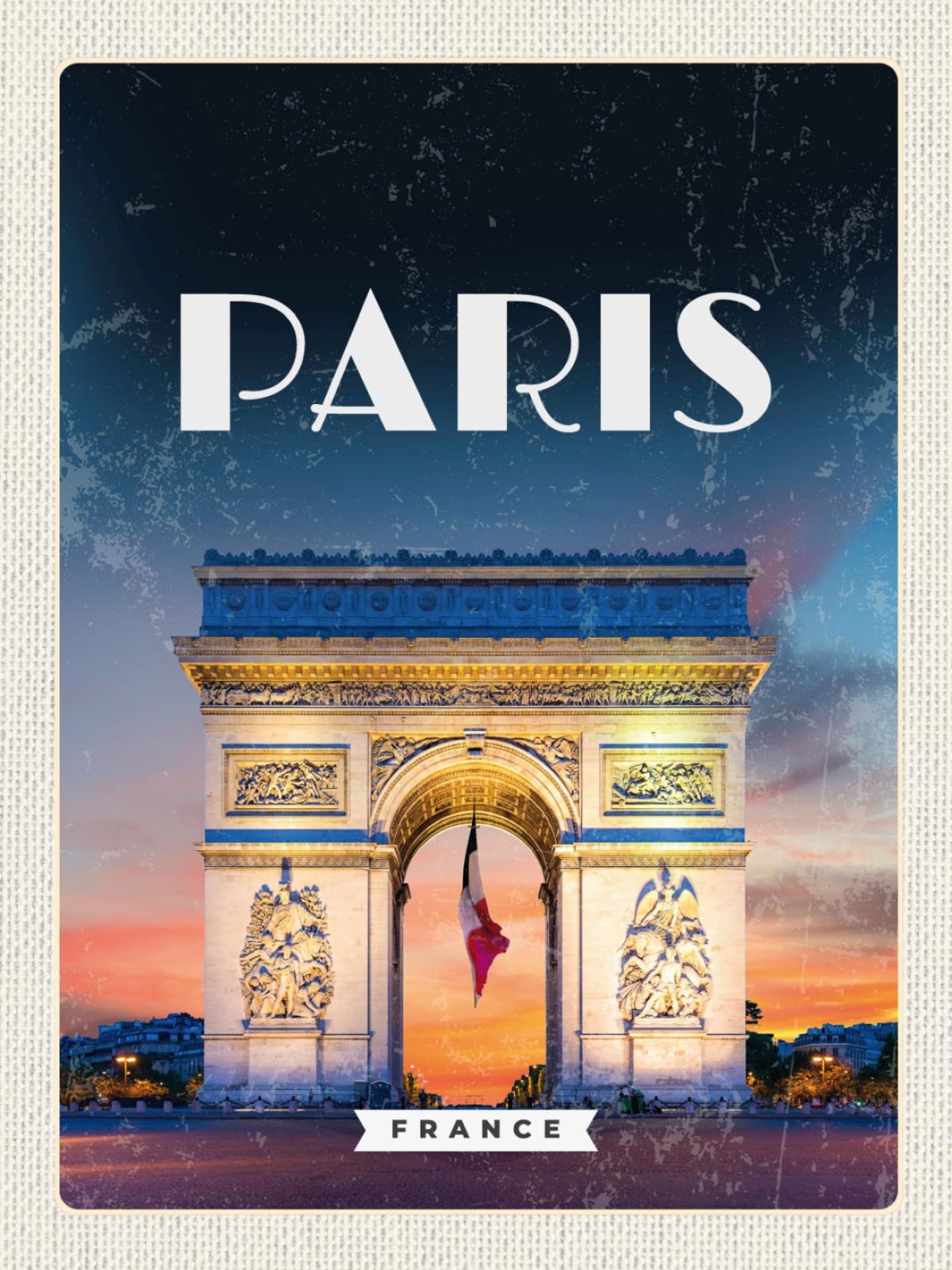 Schild Paris Triumphbogen Frankreich 12x18 20x30 30x40 Blech od. Holz