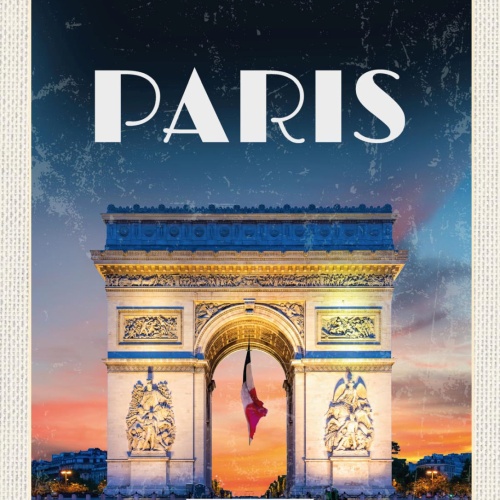 Schild Paris Triumphbogen Frankreich 12x18 20x30 30x40 Blech od. Holz