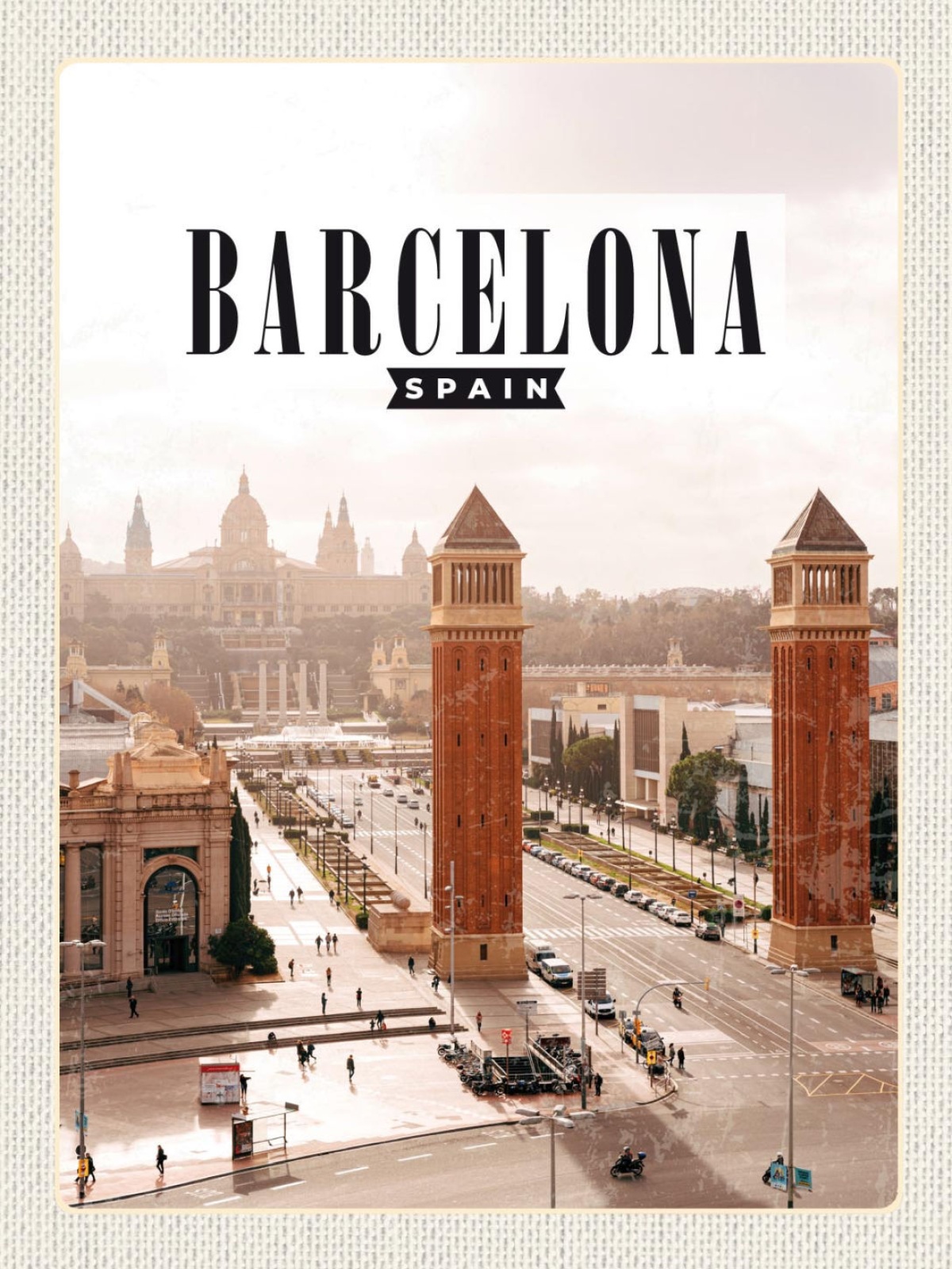 Schild Barcelona Spain Spanien Plaça d'Espanya 12x18 20x30 30x40 Blech/Holz