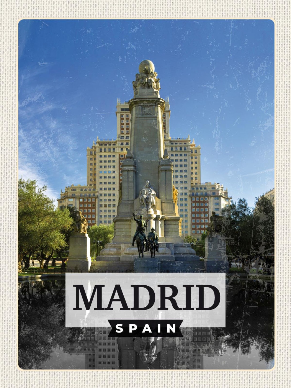 Schild Madrid Spain Spanien Plaza de España 12x18 20x30 30x40 Blech od. Holz