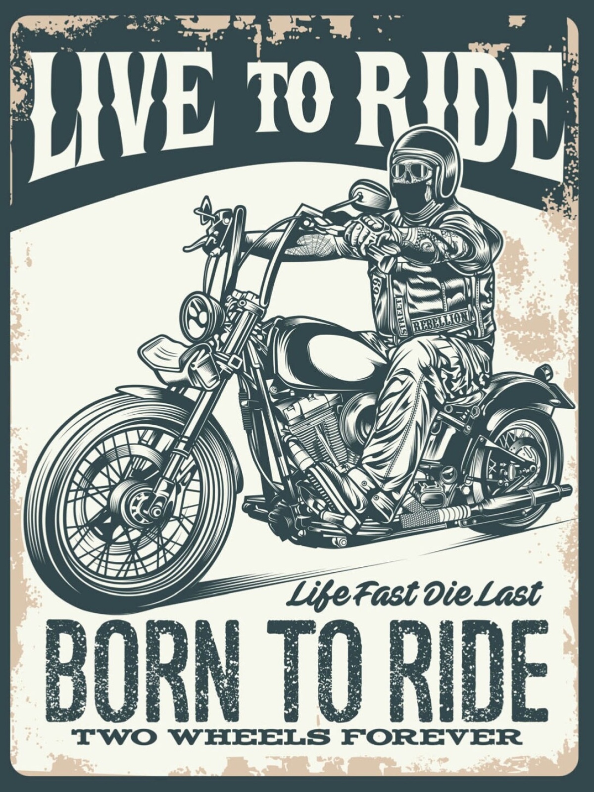 Schild Live To Ride Born To Ride Motorrad Biker 12x18 20x30 30x40 Blech/Holz
