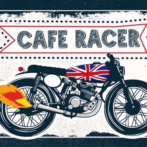 Schild Cafe Racer UK Motorrad Bike Moped Biker 12x18 20x30 30x40 Blech/Holz