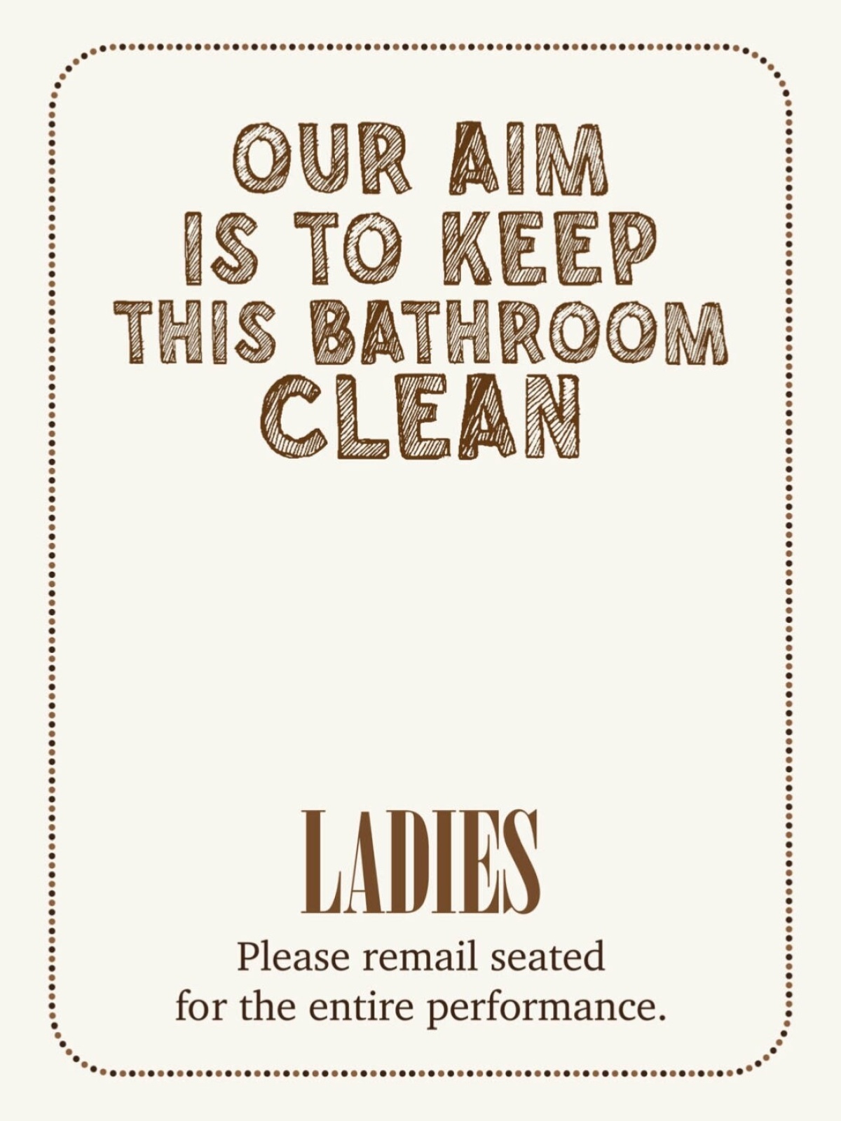 Schild Keep Bathroom Clean Ladies WC Damen Sauber 12x18 20x30 30x40 Blech/Holz