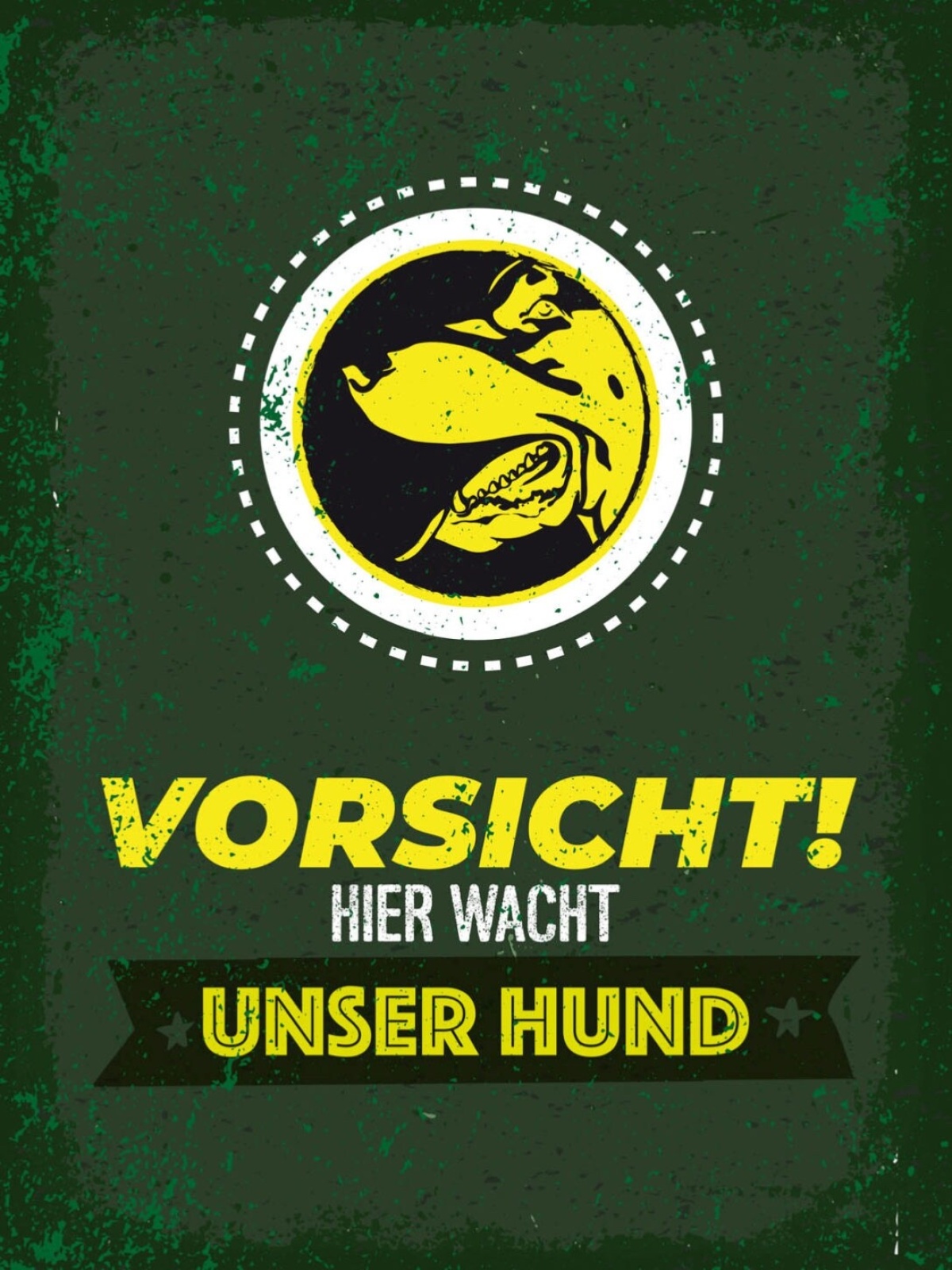 Schild Vorsicht Hier Wacht Unser Hund Hunde Tier 12x18 20x30 30x40 Blech/Holz