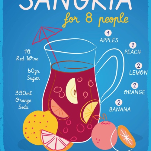 Schild Sangria Cocktail Rezept Bar Alkohol Drink 12x18 20x30 30x40 Blech/Holz
