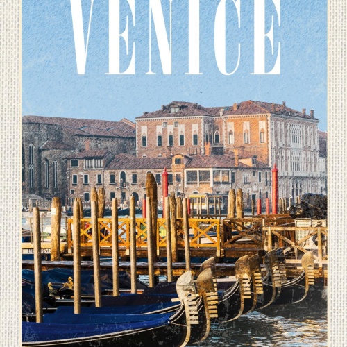 Schild Venice Italy Venedig Italien Gondel Stadt 12x18 20x30 30x40 Blech/Holz