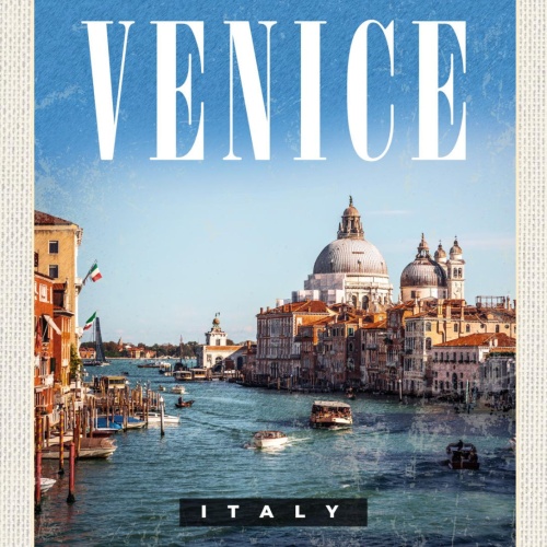 Schild Venice Italy Venedig Italien Gondel Hafen 12x18 20x30 30x40 Blech/Holz