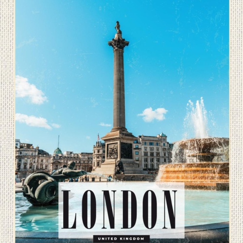 Schild London England UK Großbritannien Nelsonsäule 12x18 20x30 30x40 Blech/Holz