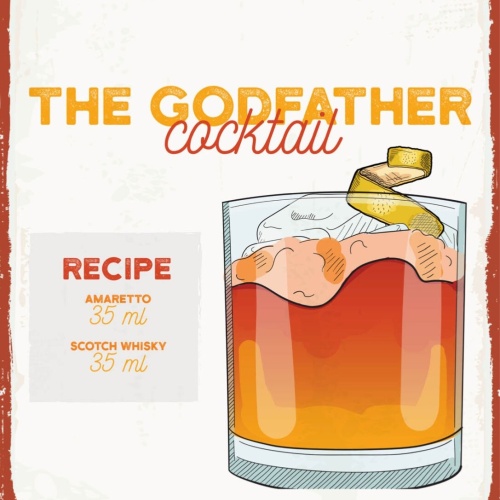 Schild The Godfather Rezept Bar Alkohol Drink 12x18 20x30 30x40 Blech/Holz