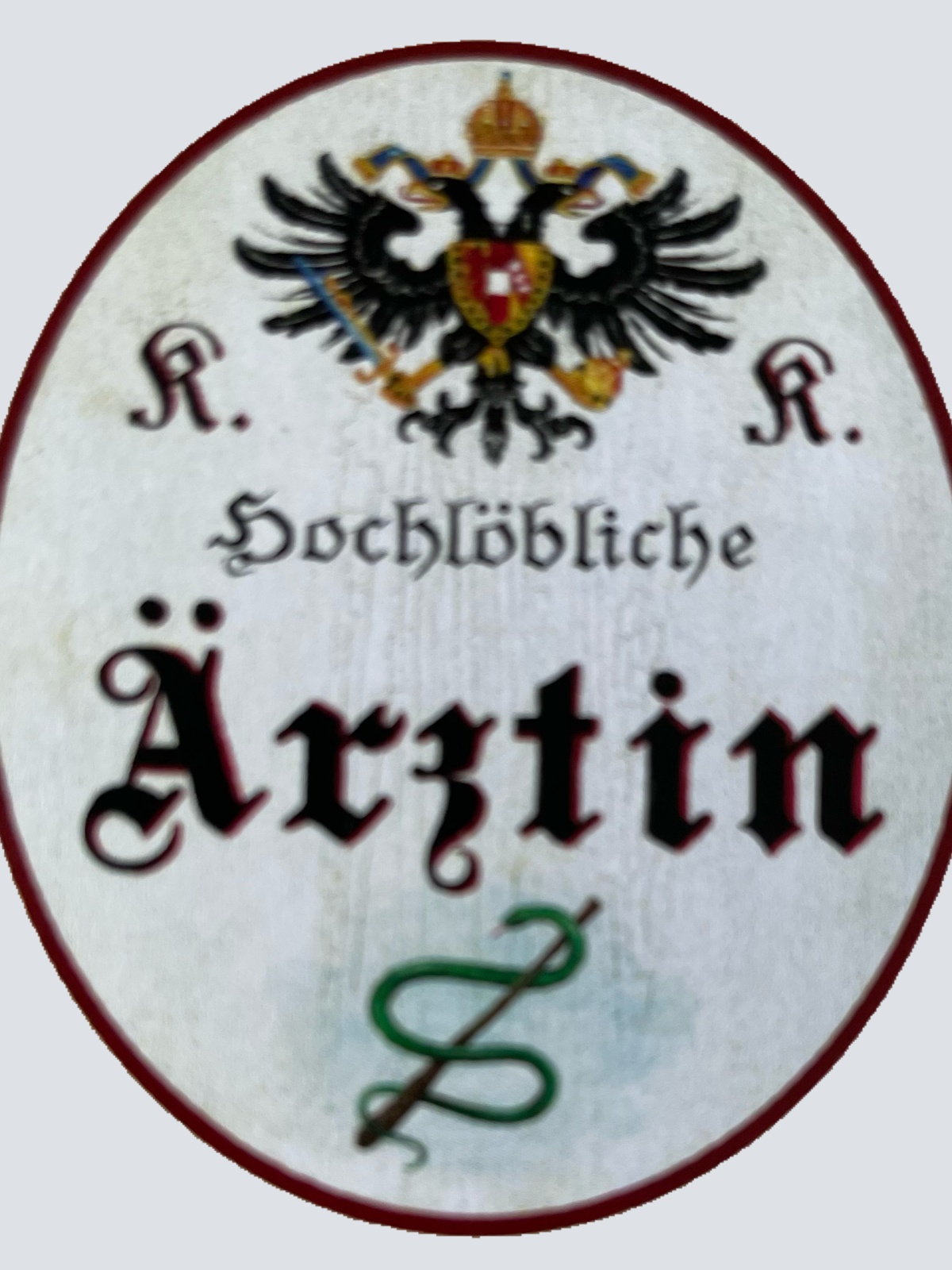 KuK Nostalgie Holzschild Hochlöbliche Ärztin Hausärztin Frau Doktor Schild