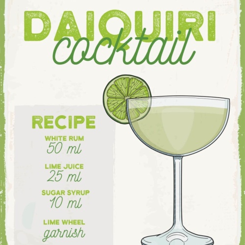 Schild Daiquiri Cocktail Rezept Bar Alkohol Drink 12x18 20x30 30x40 Blech/Holz