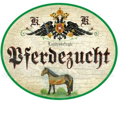 KuK Nostalgie Holzschild "Pferdezucht"