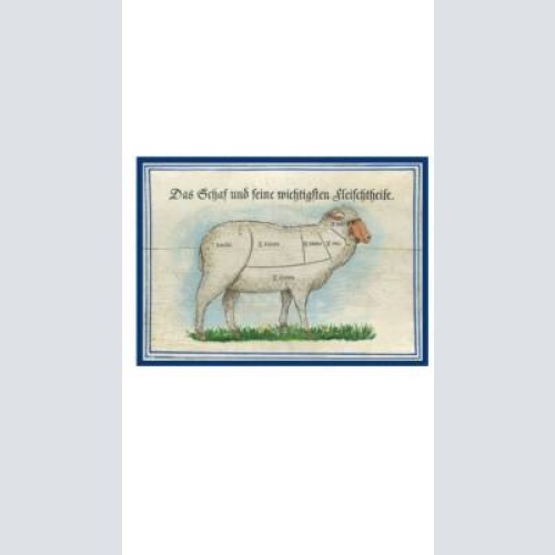 Kuk nostalgie holzschild "das schaf und seine fleischteile"