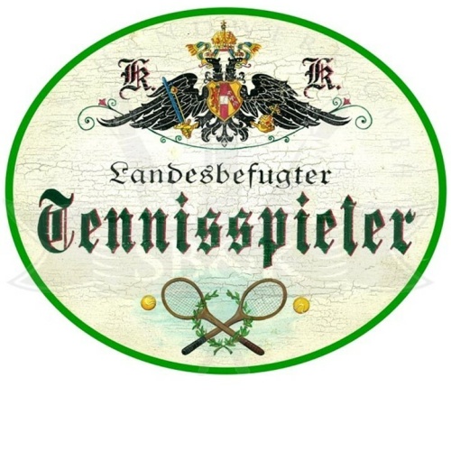 KuK Nostalgie Holzschild "Tennisspieler"