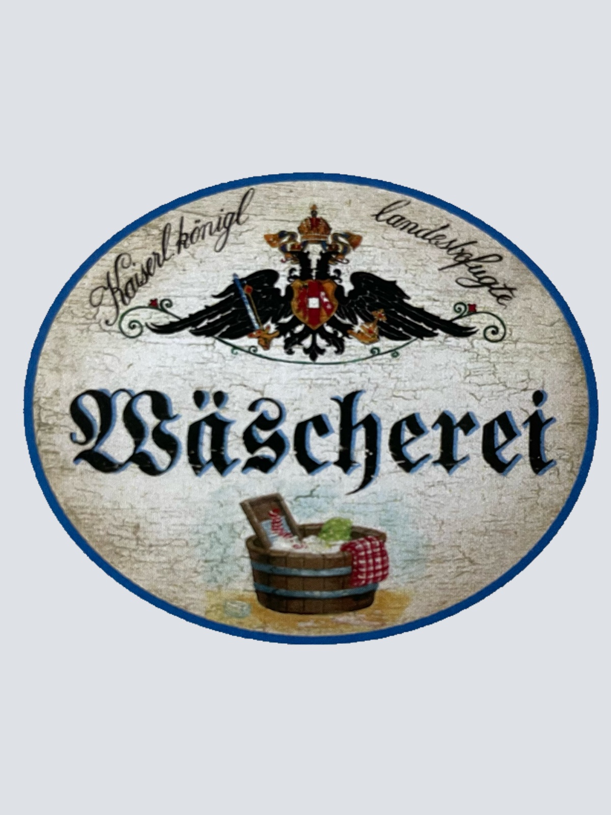 KuK Nostalgie Holzschild Landesbefugte Wäscherei Textilien Waschen Schild