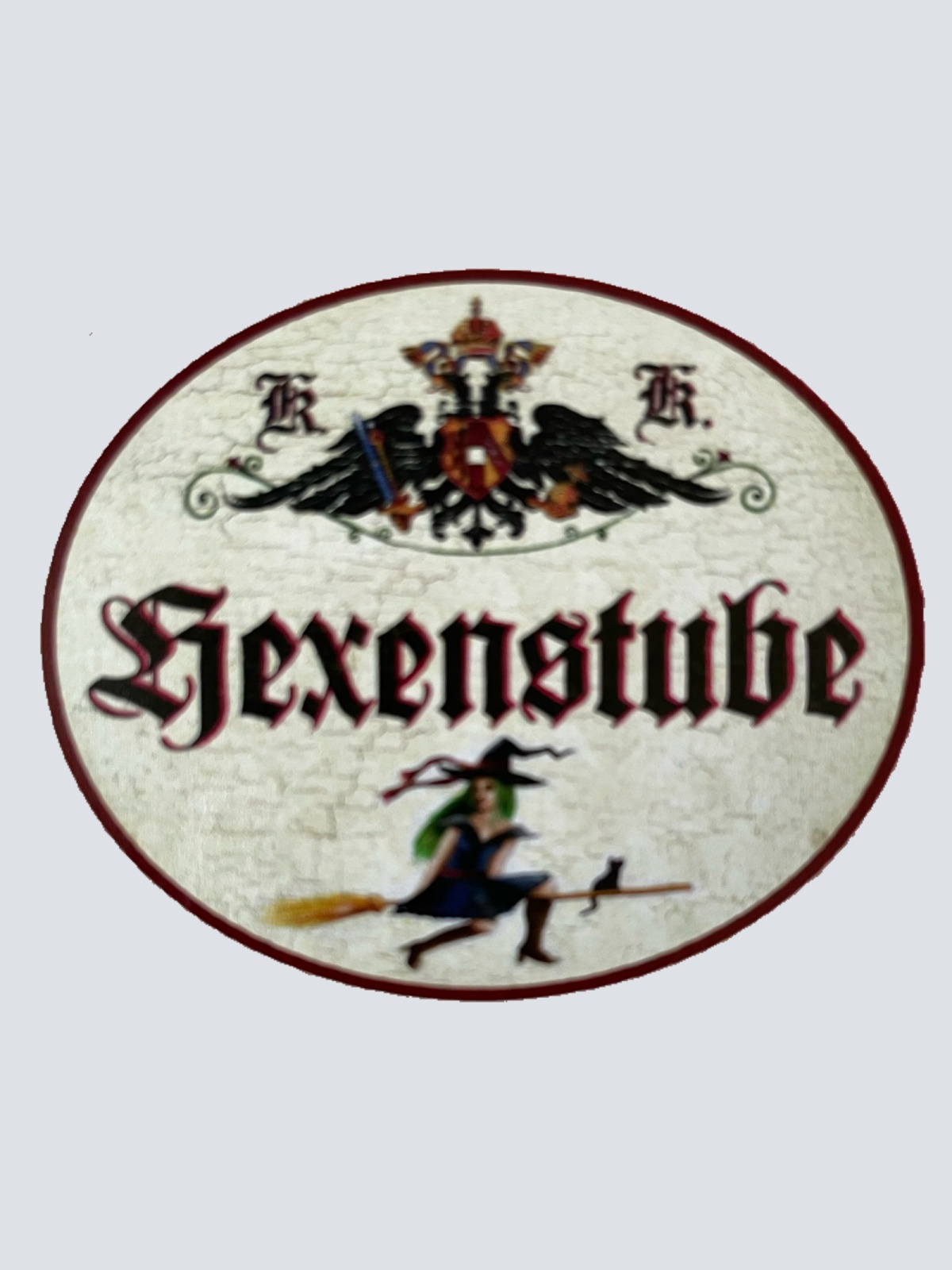 KuK Nostalgie Holzschild Hexenstube Hexe Zimmer Besen Katze Frau Schild