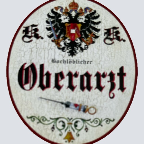 KuK Nostalgie Holzschild Hochlöbliche Oberarzt Arzt Doktor Krankenhaus Schild