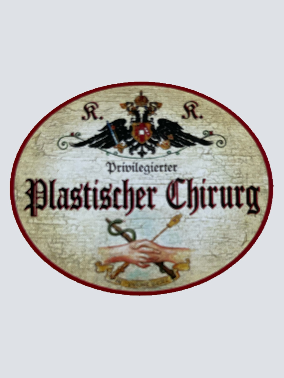 KuK Nostalgie Holzschild Privilegierter Plastischer Chirurg Schönheits OP Schild