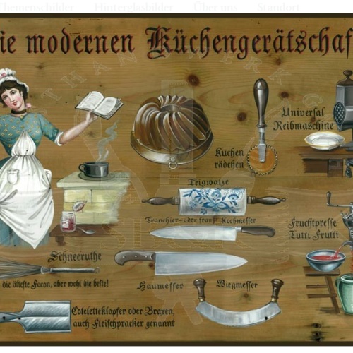 KuK Nostalgie Holzschild Küchengerätschaften