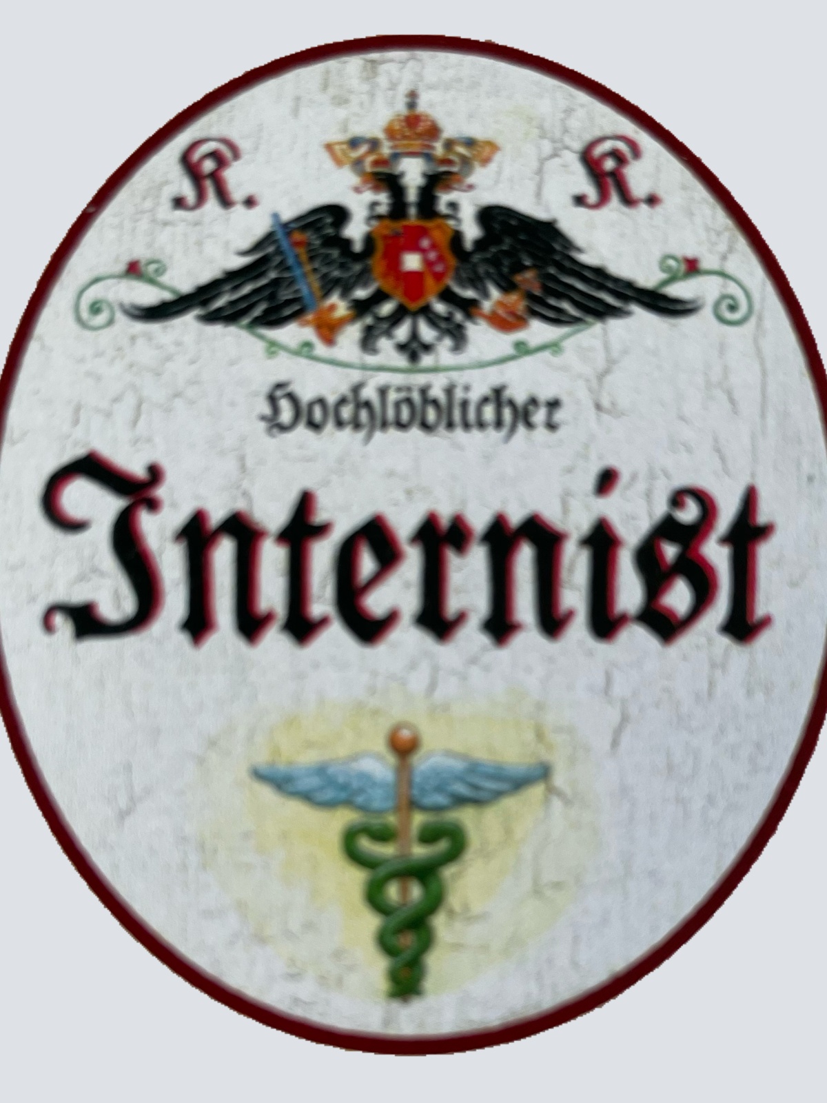 KuK Nostalgie Holzschild Hochlöblicher Internist Facharzt Innere Medizin Schild