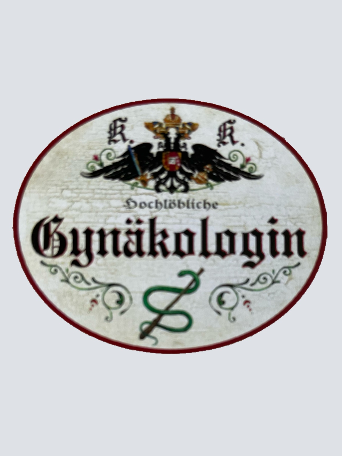 KuK Nostalgie Holz Schild Hochlöbliche Gynäkologin Gynäkologie Frauenärztin