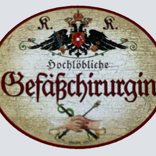 KuK Nostalgie Holzschild Hochlöbliche Gefäßchirurgin Gefäßchirurgie Schild