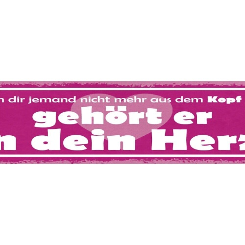 Schild wenn dir jemand nicht mehr aus den kopf geht gehört er in dein herz 46x10