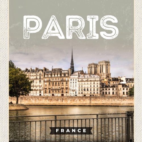 Schild Paris France Frankreich Stadt Seine 12x18 20x30 30x40 Blech od. Holz