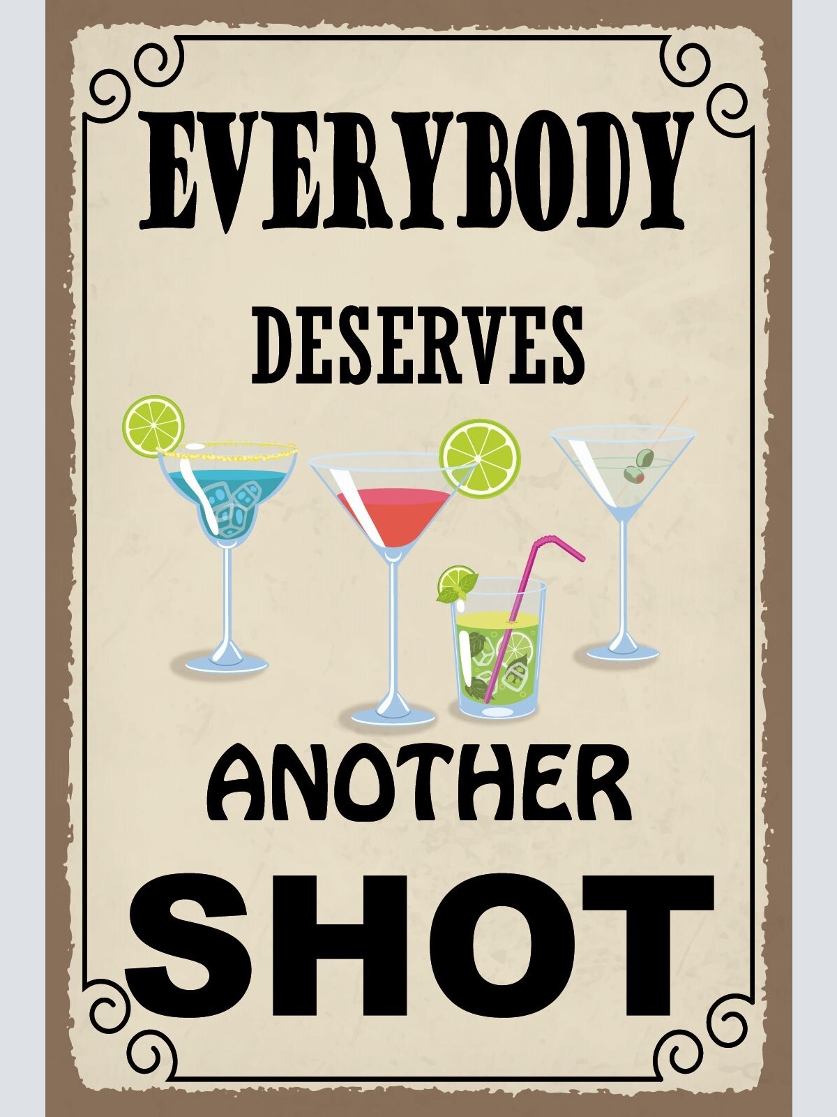 Schild Another Shot Cocktail Alkohol Bar 12x18 / 20x30 / 30x40 Blech od. Holz