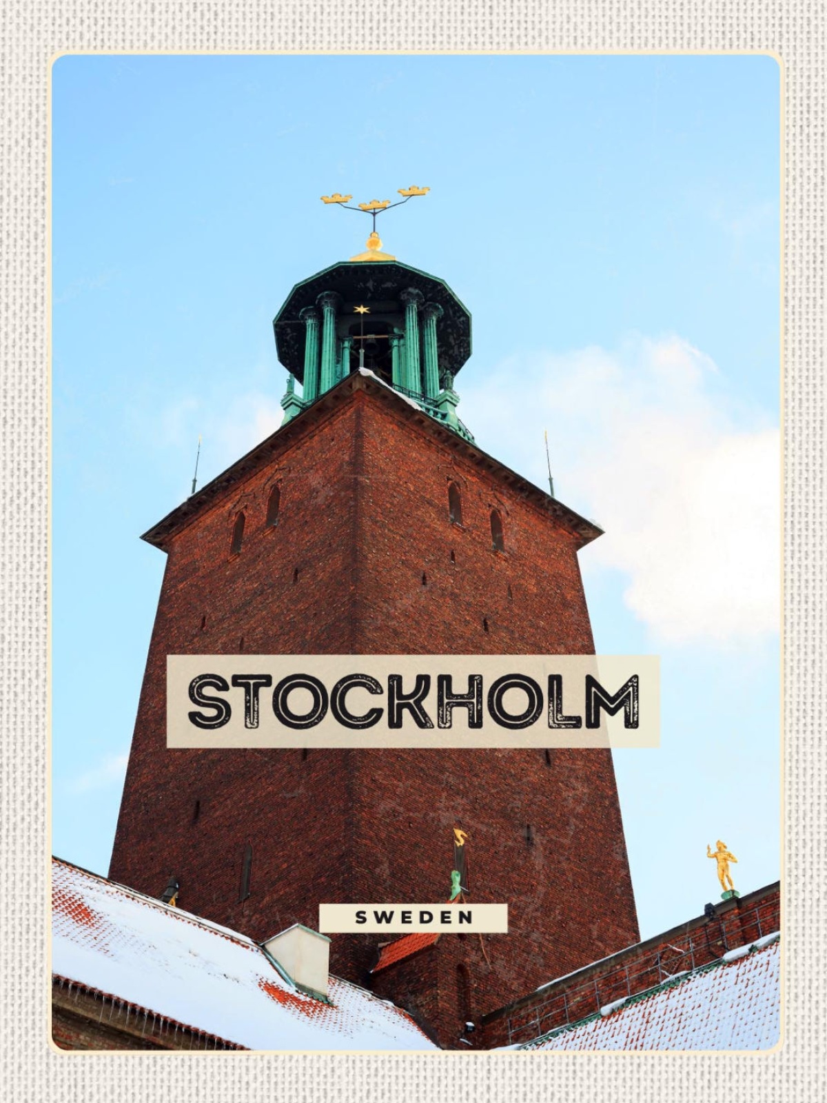 Schild Stockholm Sweden Schweden Stadshus Rathaus 12x18 20x30 30x40 Blech/Holz