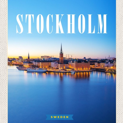 Schild Stockholm Sweden Schweden Hafen Stadt 12x18 20x30 30x40 Blech od. Holz