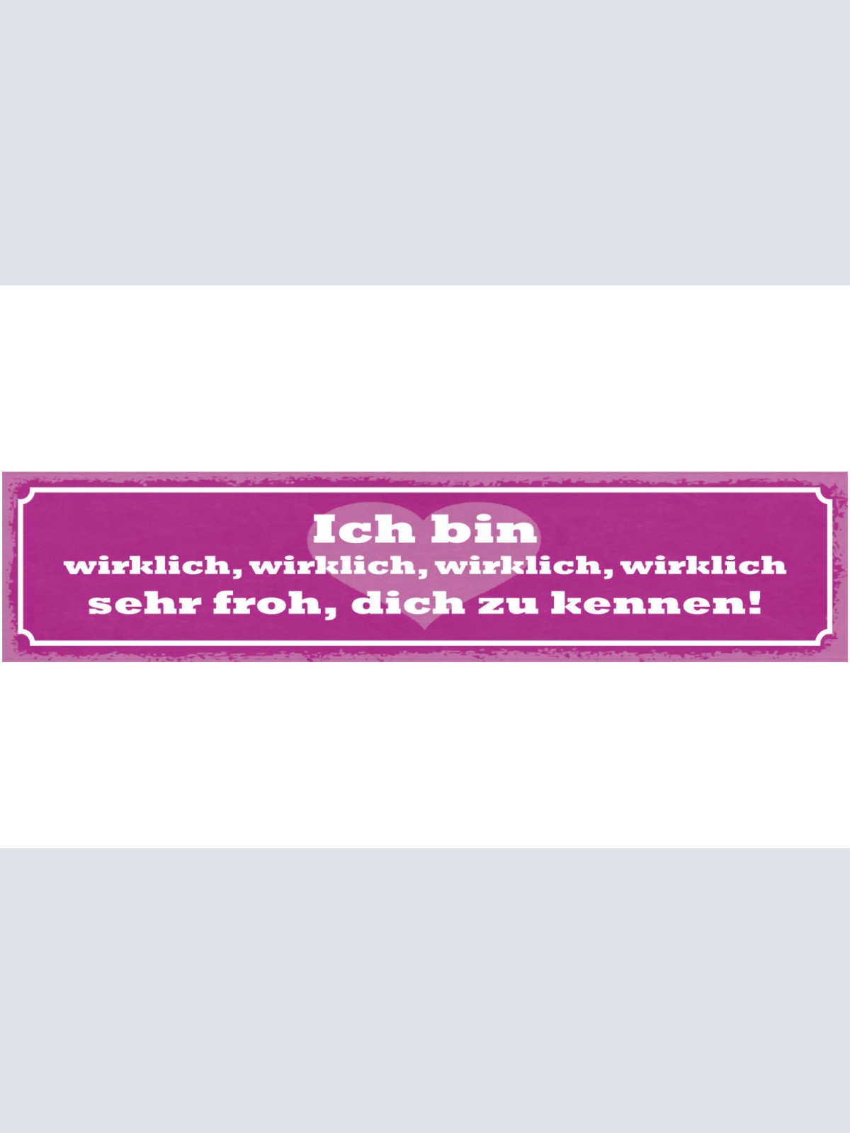 Schild Ich Bin Wirklich Wirklich Sehr Froh Dich Zu Kennen 46 x 10 Blech od. Holz