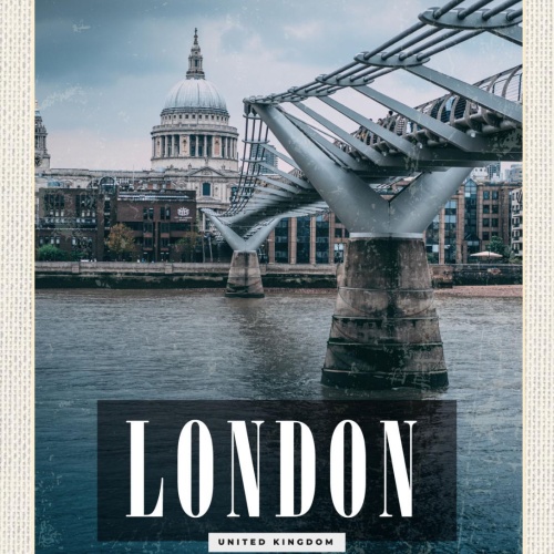 Schild London United Kingdom Millennium Bridge GB 12x18 20x30 30x40 Blech/Holz