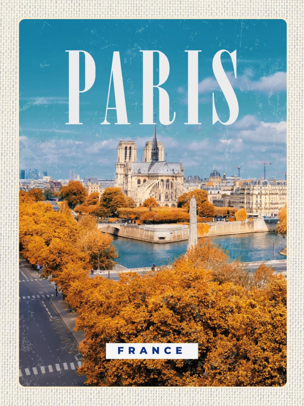 Schild Paris France Frankreich Stadt Notre-Dame 12x18 20x30 30x40 Blech/Holz