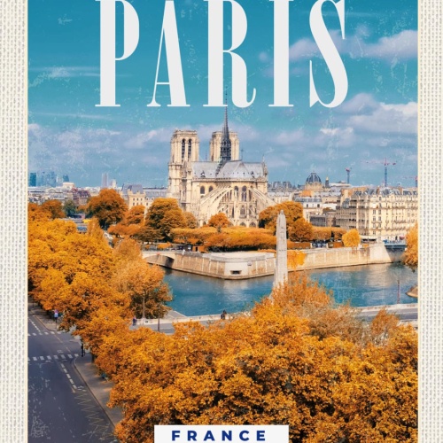 Schild Paris France Frankreich Stadt Notre-Dame 12x18 20x30 30x40 Blech/Holz