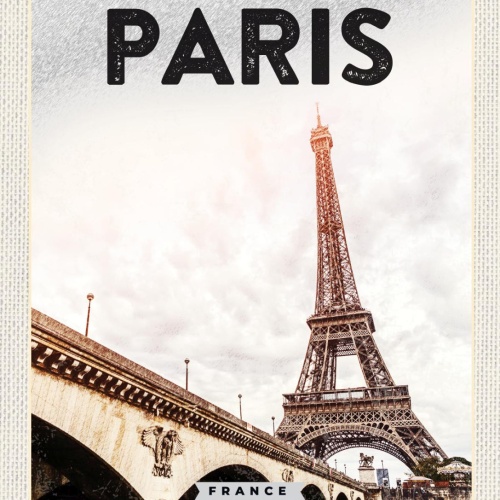 Schild Paris France Frankreich Eiffelturm Stadt 12x18 20x30 30x40 Blech od. Holz